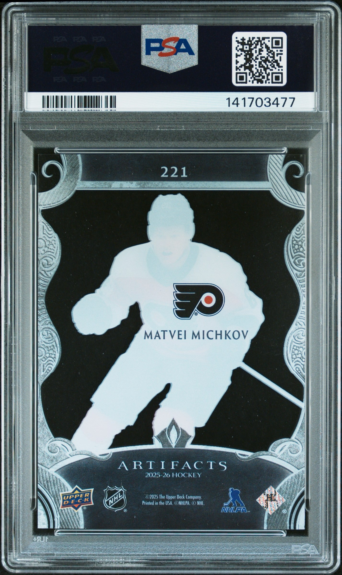 2025 Upper Deck Artifacts Update Matvei Michkov UPD ‘24 Artifacts-Clear Cut PSA 9