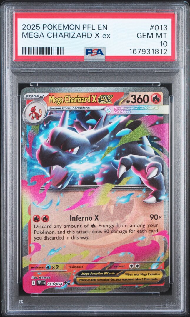 2025 Pokemon English Phantasmal Flames Mega Charizard X ex PSA 10 #013