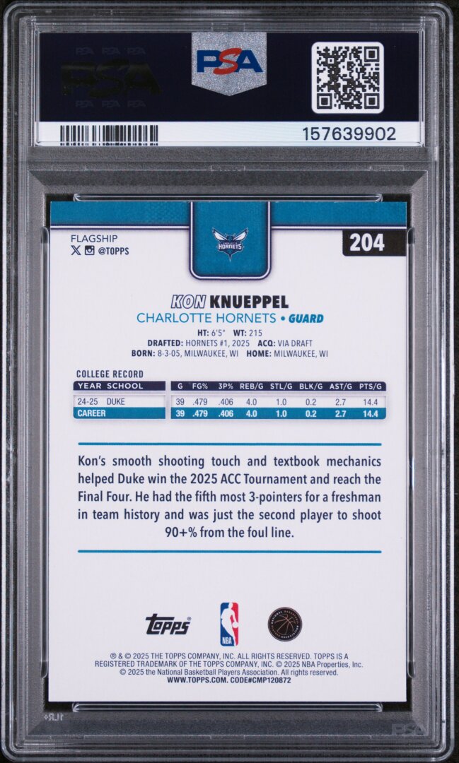 2025 Topps Kon Knueppel PSA 9 #204