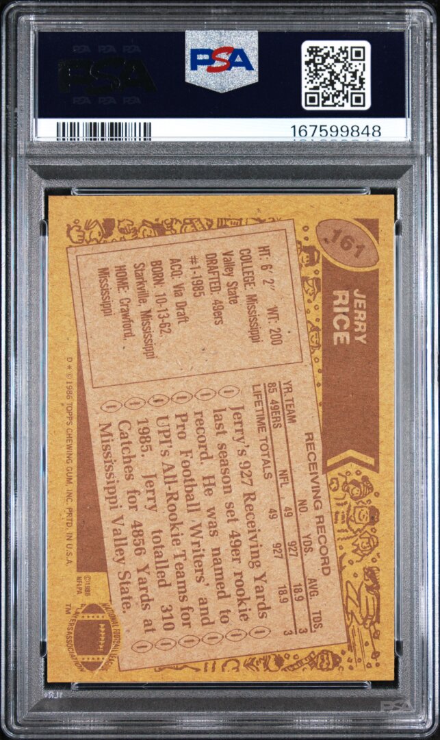 1986 Topps  #161 Jerry Rice PSA 6