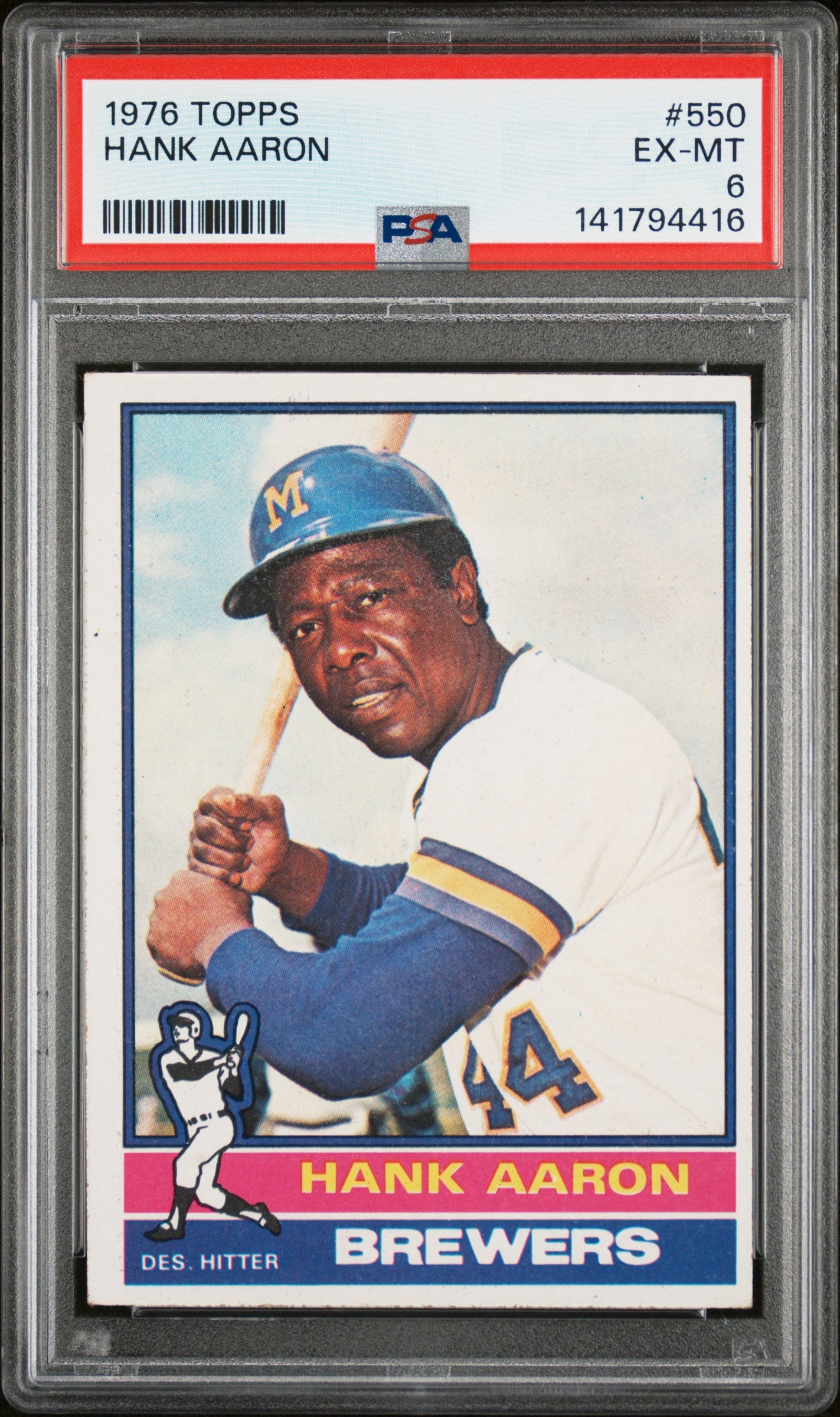 1976 Topps 550 Hank Aaron PSA 6