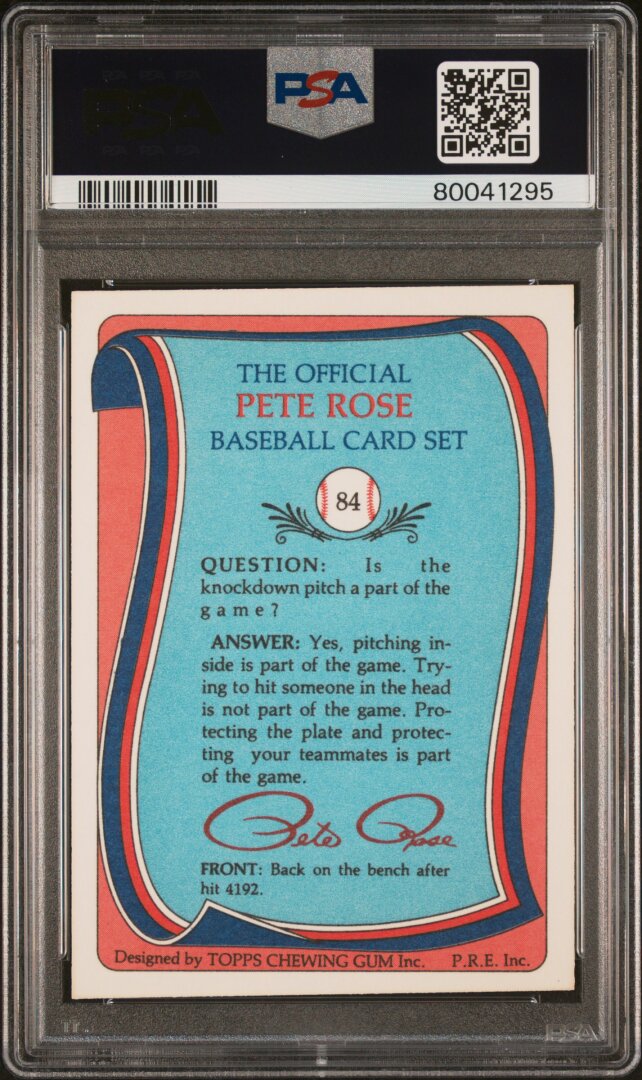 1986 Topps #84 Pete Rose Set Knockdown Pitches PSA 9