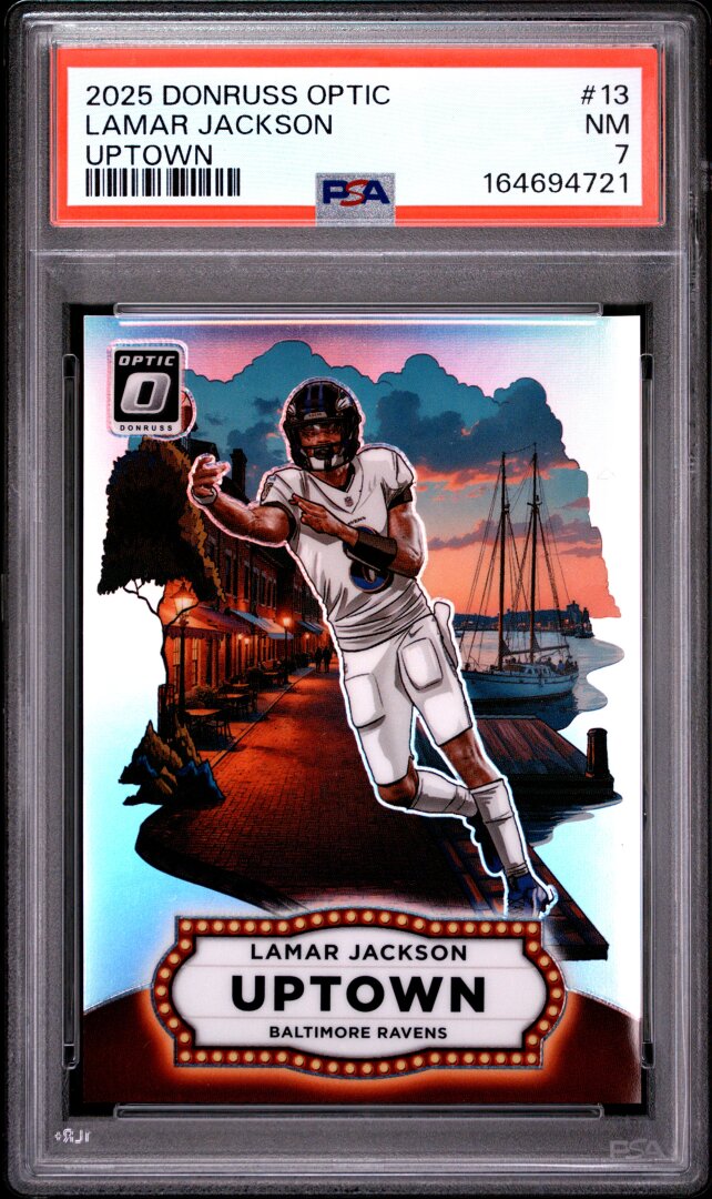 2025 Panini Donruss Optic Uptown Lamar Jackson #13 PSA 7