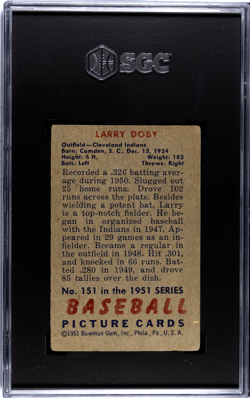 1951 Bowman Larry Doby #151 SGC 3.5