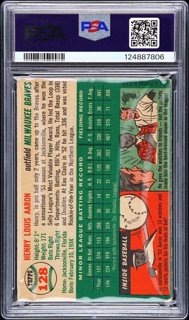 1954 Topps Hank Aaron #128 PSA 2
