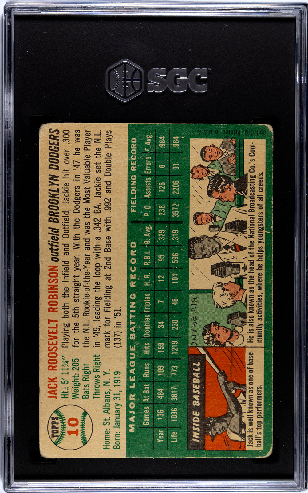 1954 Topps Jackie Robinson SGC 2