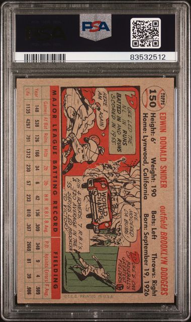 1956 Topps #150 Duke Snider Gray Back PSA 3