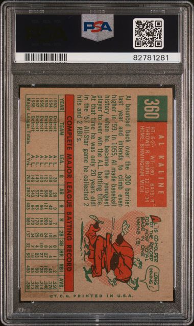 1959 Topps #360 Al Kaline PSA 3