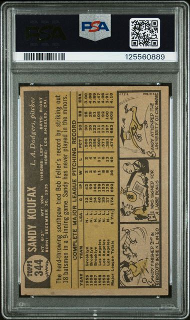 1961 Topps Sandy Koufax #344 PSA 4