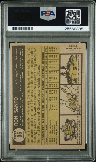 1961 Topps Ron Santo #35 All-Star Rookie PSA 4