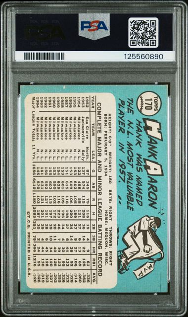 1965 Topps #170 Hank Aaron in PSA 4