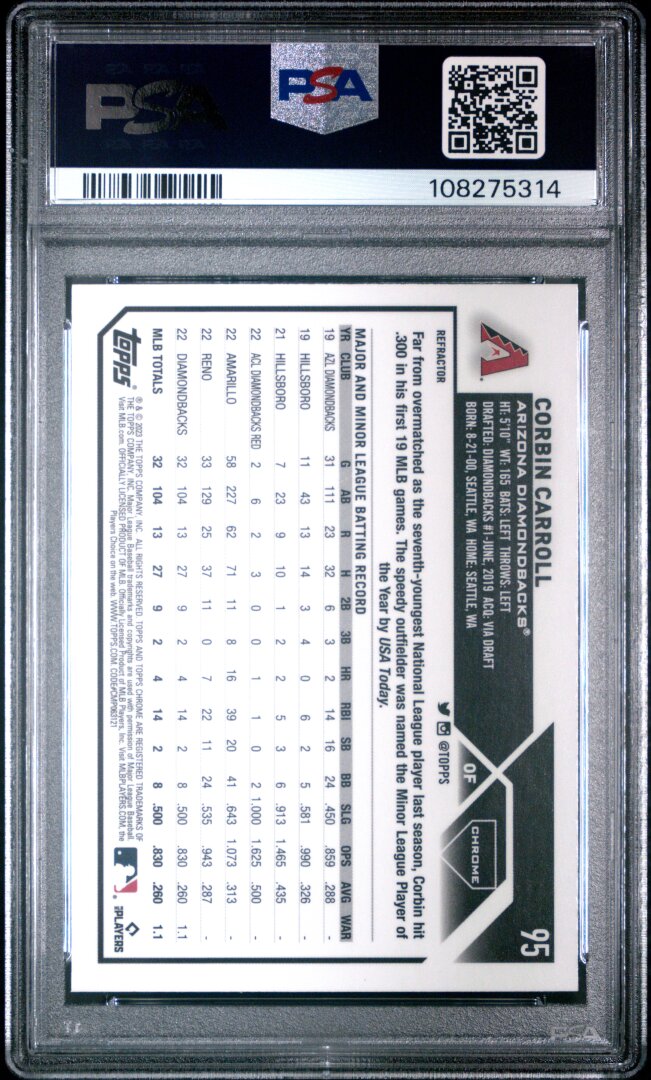 2023 Topps Chrome Corbin Carroll RC Refractor PSA 8 #95