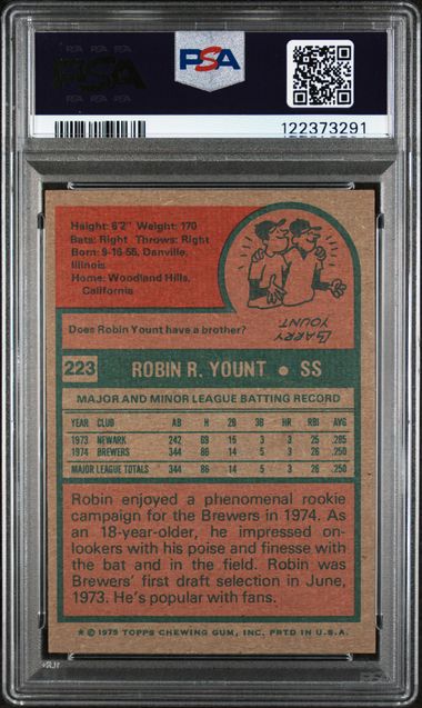 1975 Topps 223 Robin Yount PSA 7