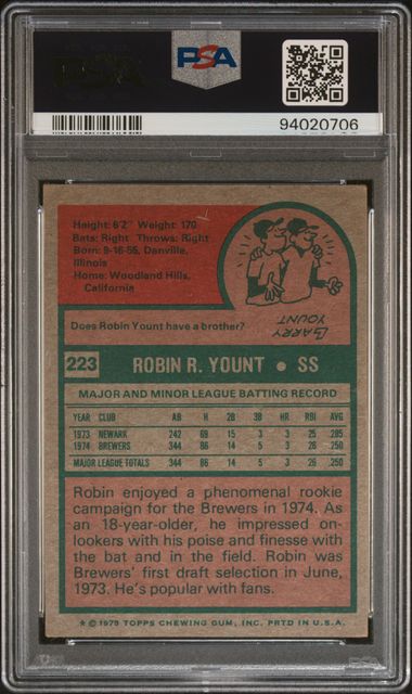 1975 Topps #223 Robin Yount PSA 4