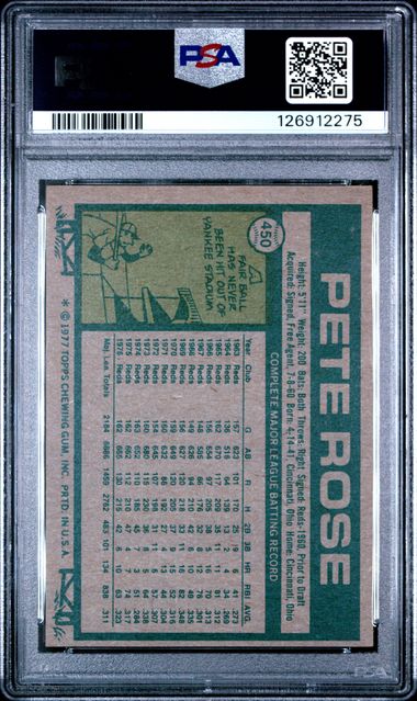 1977 Topps #450 Pete Rose PSA 6