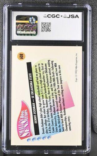 1991-92 Skybox #608 Dennis Rodman Autograph CGC/JSA Authentic