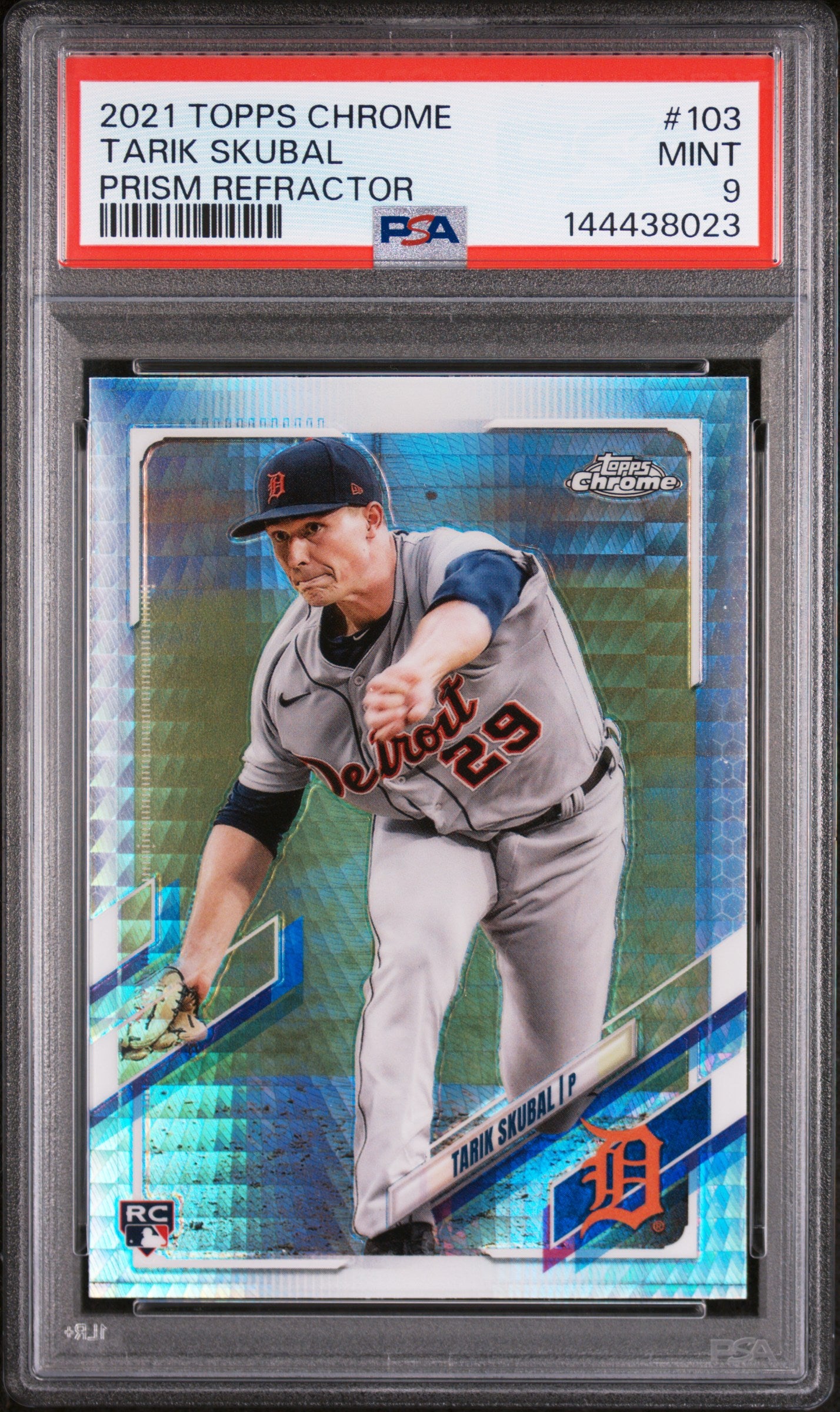2021 TOPPS CHROME 103 TARIK SKUBAL PRISM REFRACTOR PSA 9 - front