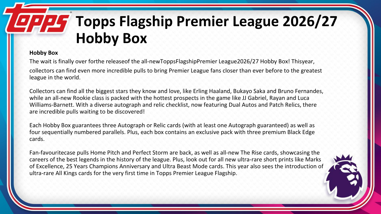 2026-27 Topps English Premier League Flagship Value Box