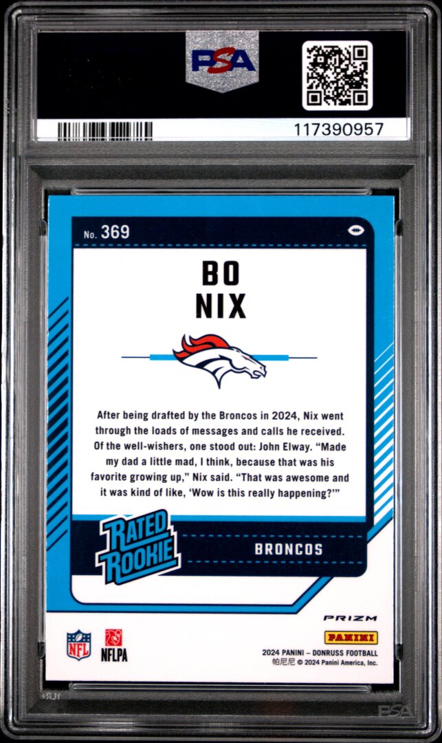 2024 Panini Donruss #369 Bo Nix Optic Preview Red Pandora PSA 10