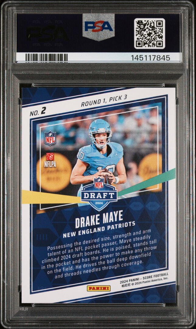 2024 Panini Score #2 Drake Maye RC NFL Draft PSA 10