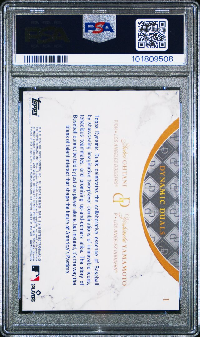 2024 Topps #1 Dynamic Duals Ohtani/Yamamoto PSA 10