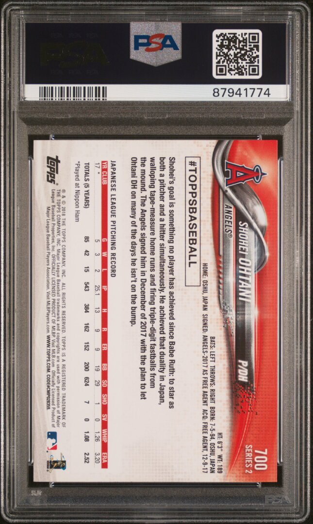 2018 Topps #700 Shohei Ohtani RC PSA 9