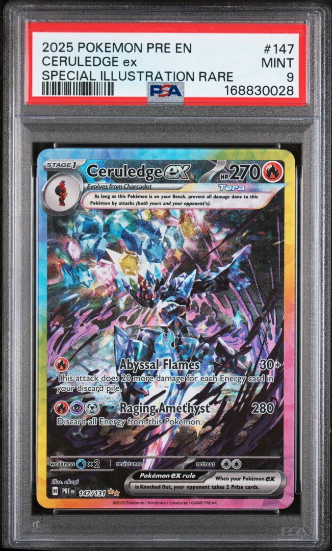 2025 Pokemon Prismatic Evolutions Ceruledge Ex SIR PSA 9 #147