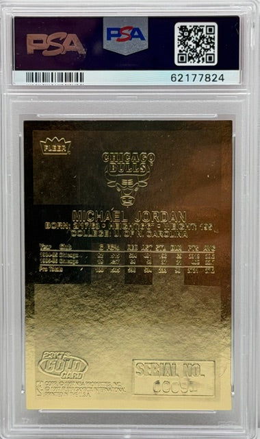 1998 Fleer 23kt Gold Michael Jordan Holographic Foil Autograph PSA 9