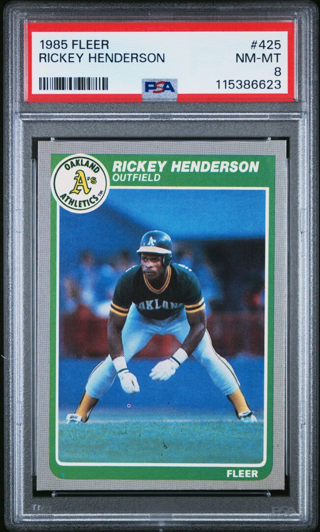 1985 Fleer Rickey Henderson PSA 8 #425