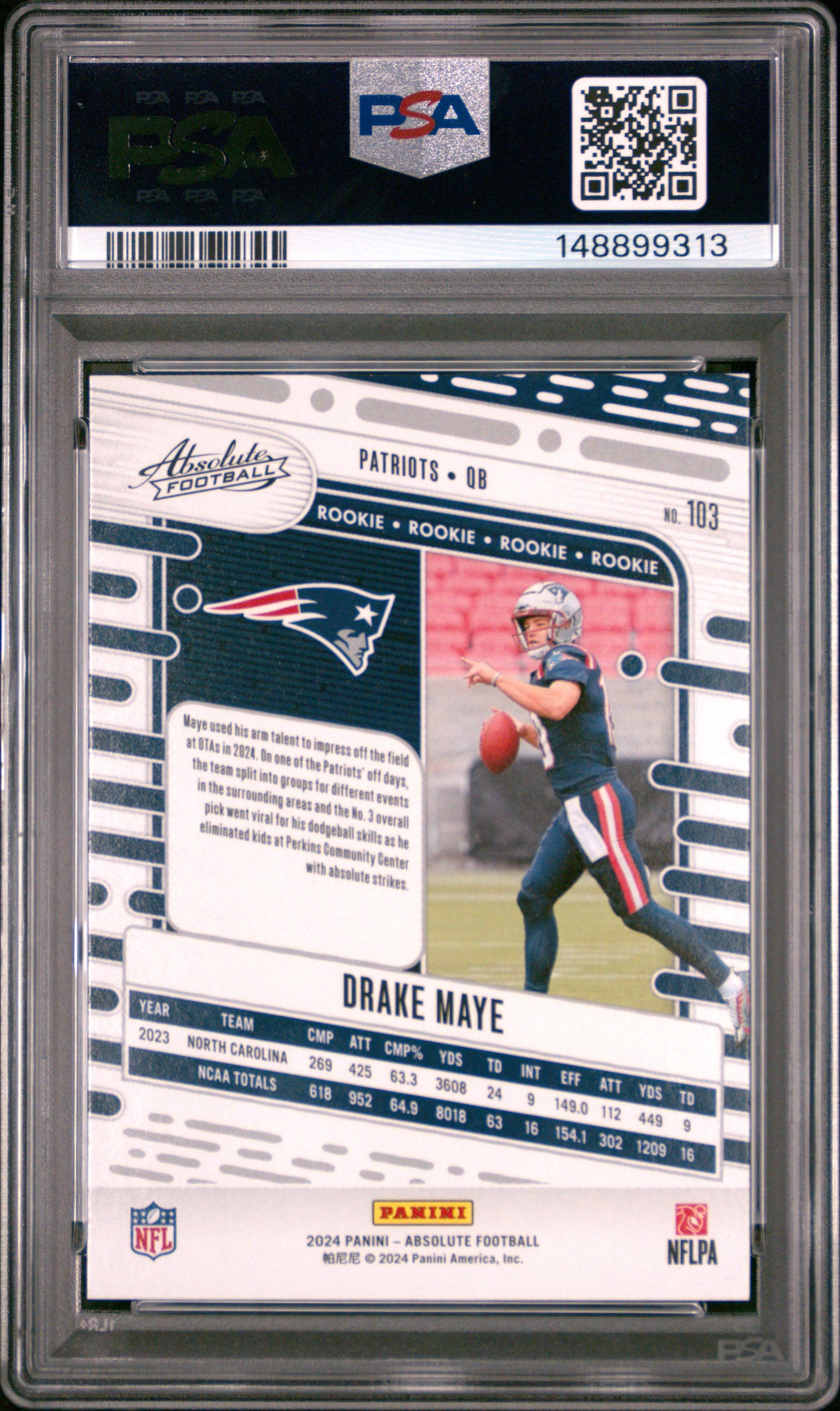 2024 Panini Absolute 103 Drake Maye PSA 9
