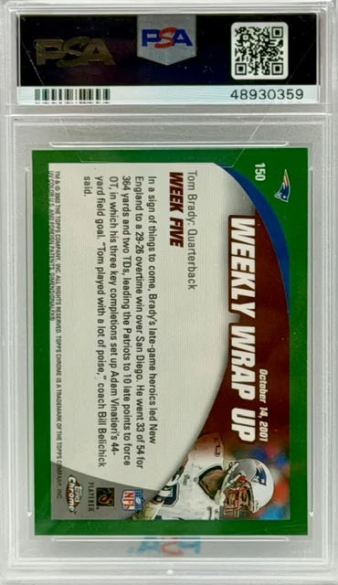 2002 Topps Chrome Tom Brady Weekly Wrap Up PSA 7