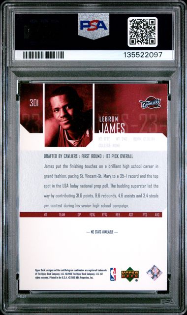 2003 Upper Deck LeBron James #301 PSA 9