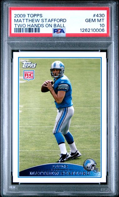2009 Topps Matthew Stafford Two Hands on Ball #430 PSA 10