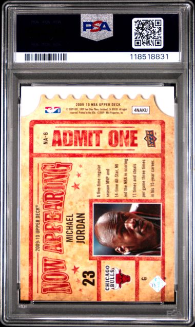 2009 UPPER DECK MICHAEL JORDAN NOW APPEARING #NA-6 PSA 8