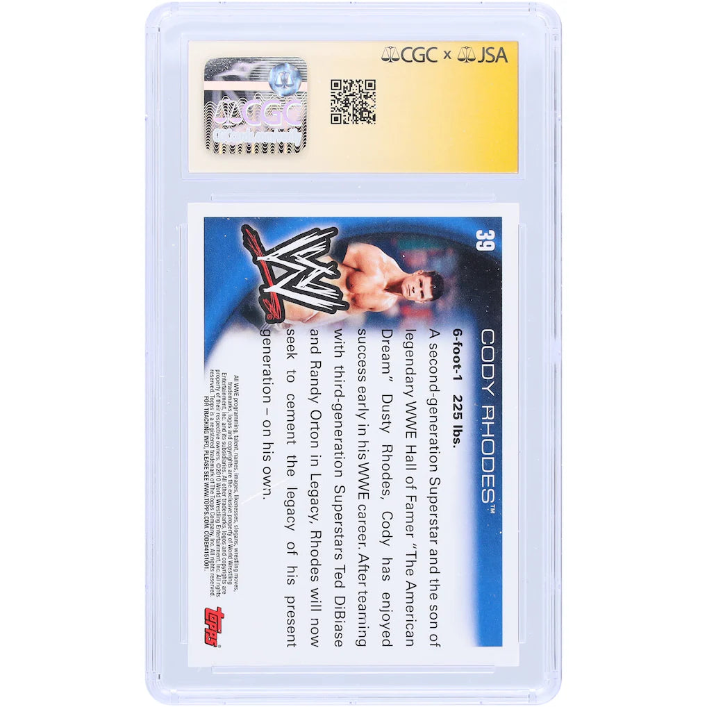 2010 Topps WWE Cody Rhodes #39 CGC Authentic, Auto 10