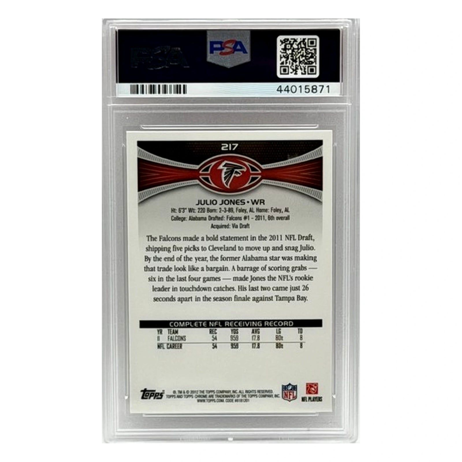 2012 Topps Chrome Julio Jones #217 PSA 10 [POP 2]