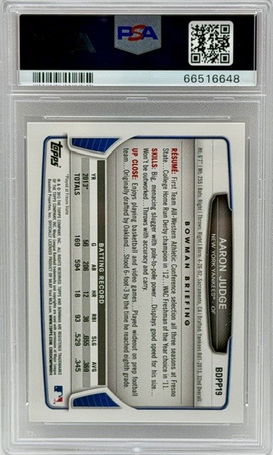 2013 BOWMAN AARON JUDGE DRAFT PICKS & PROSPECTS PSA 10