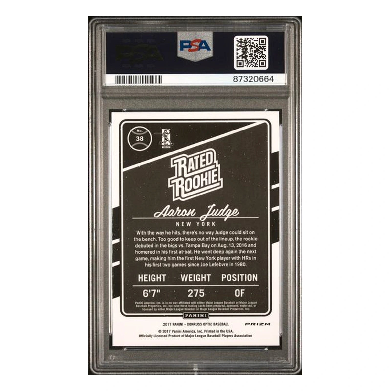2017 Panini Donruss Optic Aaron Judge RC Holo PSA 9
