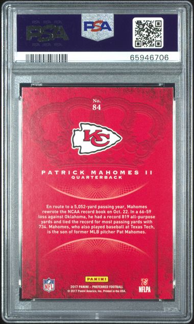 2017 Panini Crown Royale Patrick Mahomes RC PSA 9
