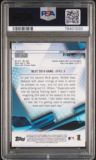 2018 Bowman's Best Shohei Ohtani RC #1 PSA 10