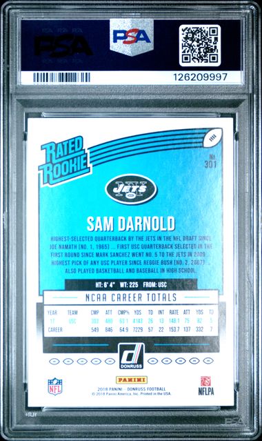 2018 Panini Donruss Sam Darnold #301 PSA 10
