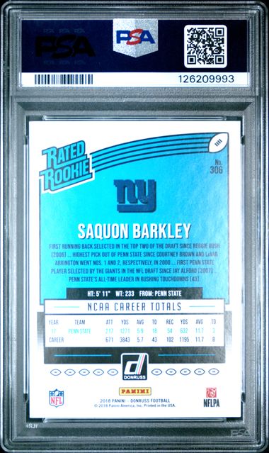 2018 Panini Donruss Saquan Barkley #306 PSA 10