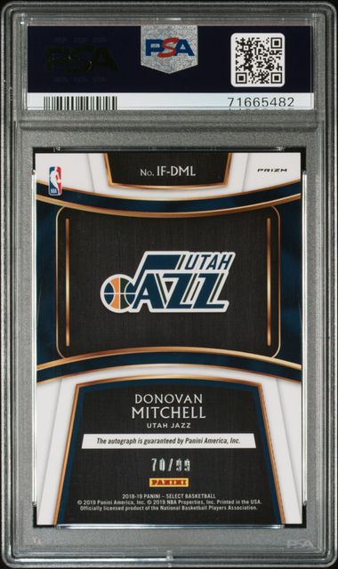 2018 PANINI SELECT DONOVAN MITCHELL IN FLIGHT SIGNATURES PSA 9