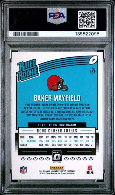 2018 Panini Donruss Optic Baker Mayfield #153 PSA 9