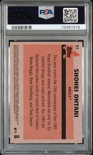 2018 Topps Shohei Ohtani Silver Pack 1983 Chrome Promo #51 PSA 10
