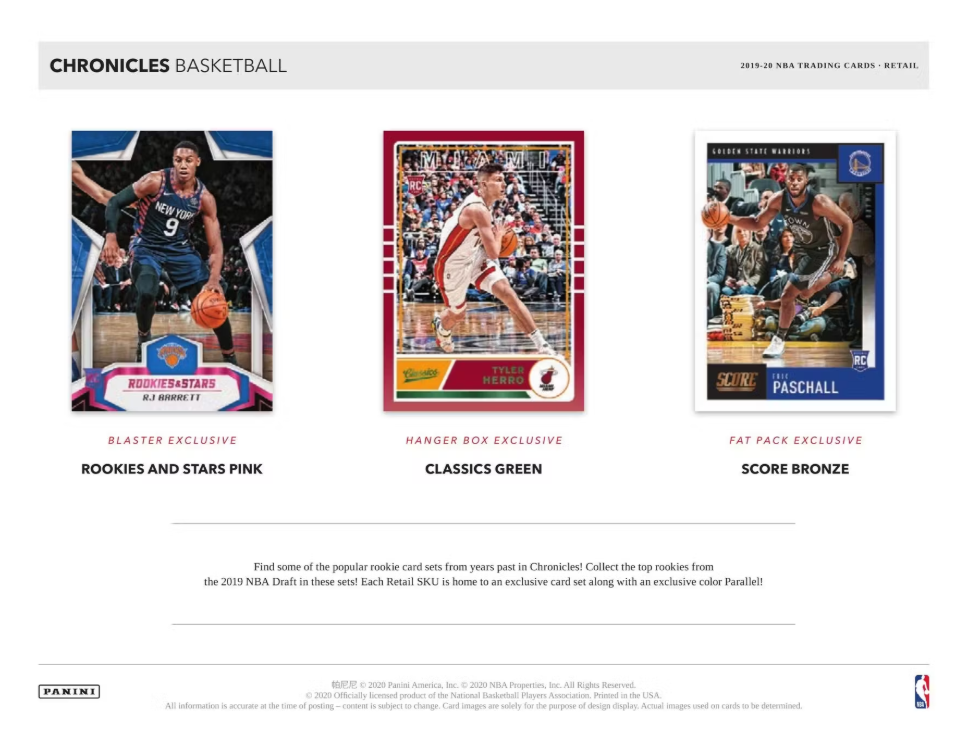 2019-20 Panini Chronicles Basketball Cello Fat Pack Box