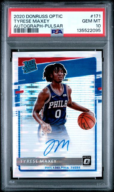 2020 Panini Donruss Optic Tyrese Maxey Auto #171 Pulsar PSA 10