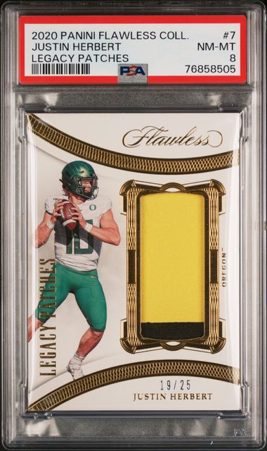 2020 Panini Flawless Justin Herbert Collegiate Legacy Patches /25 PSA 8