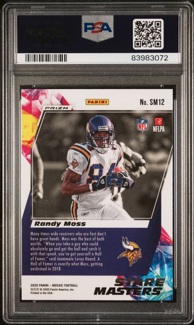 2020 Panini Mosaic Stare Masters Silver Mosaic Randy Moss PSA 10
