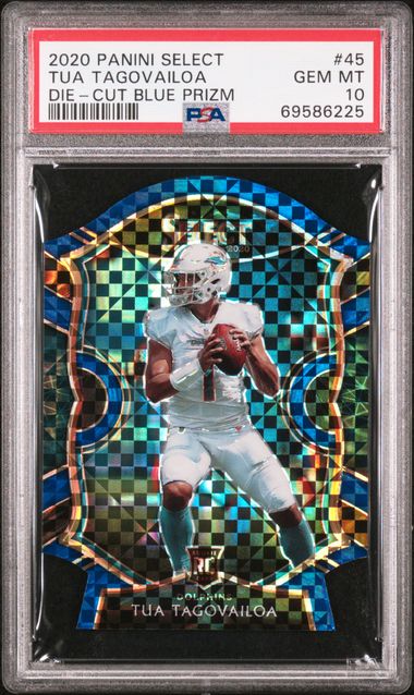 2020 Select Tua Tagovailoa RC Die Cut Blue #45 PSA 10